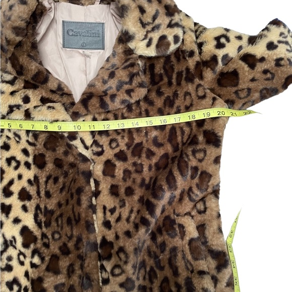 Cavalini Faux Fur Leopard Print Midi Coat Size Large - Picture 9 of 14